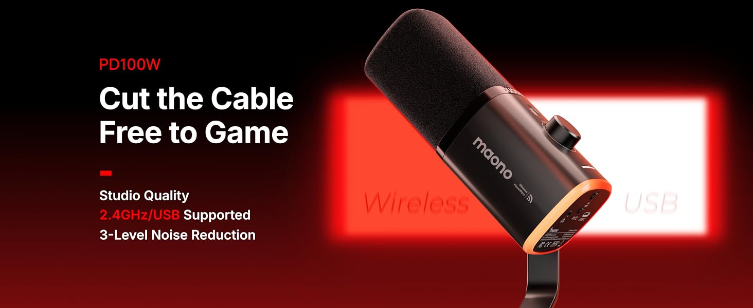PD100W wireless dynamic microphone for pc gaming
