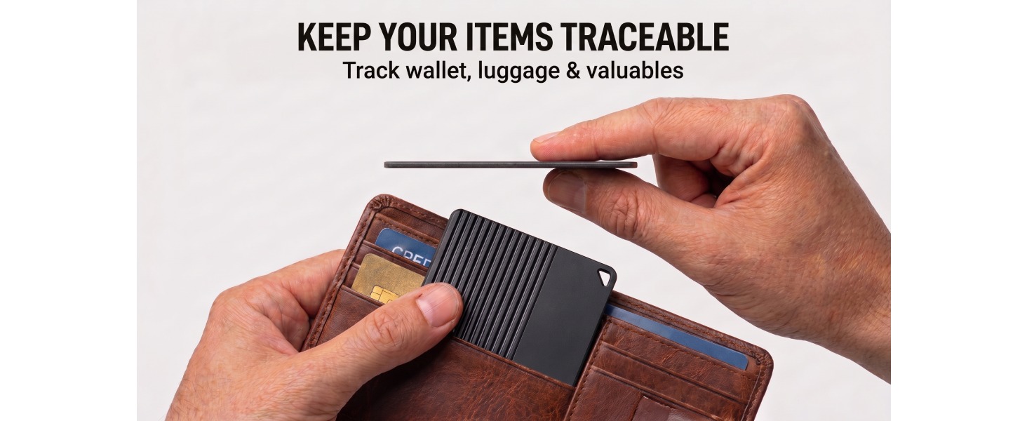 Slim wallet tracker anti-loss locator, credit card-sized tracker for wallets, luggage and valuables