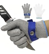 GOL-SIV Level 9 Cut Proof Gloves Food Grade,Stainless Steel Mesh Metal Glove,Knife Cutting Glove ...