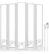 VOZUJI Under Cabinet Rechargeable Lighting: 8 Inch Motion Sensor Dimmable Lights Indoor - Battery...