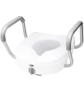 Carex EZ Lock Raised Toilet Seat with Handles, 5 Inch Toilet Seat Riser with Arms, Fits Most Toil...