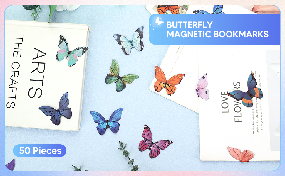 50 Pieces Butterfly Magnetic Bookmarks