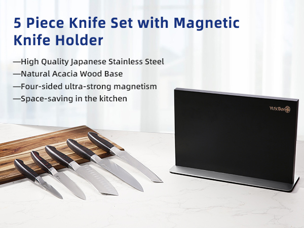  kitchen knife set with a wooden magnetic knife holder