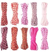 FASHEWELRY 2mm Paracord Rope, 131 FT Pastel Pink Red Thin Paracord Cords for Crafting Lanyard, Br...