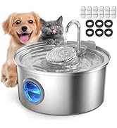 Invengo Cat Water Fountain Stainless Steel, 3.2L/108oz Pet Drinking Fountain for Cats Dogs, Autom...