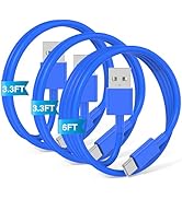 JERMASAL 3-Pack Blue [3.3FT+3.3FT+6FT] USB A to USB C Cable, Compatible with iPhone 15/16, iPad, ...