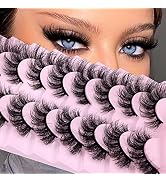False Eyelashes Fluffy Wispy Mink Lashes 16mm Natural Full Volume Pestañas Cat Eye Lashes 9 Pairs...