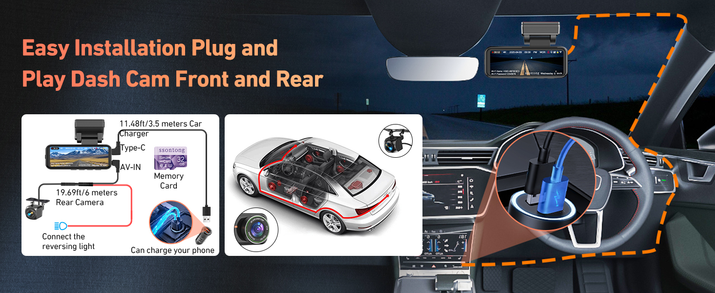 4k dashcam front and rear