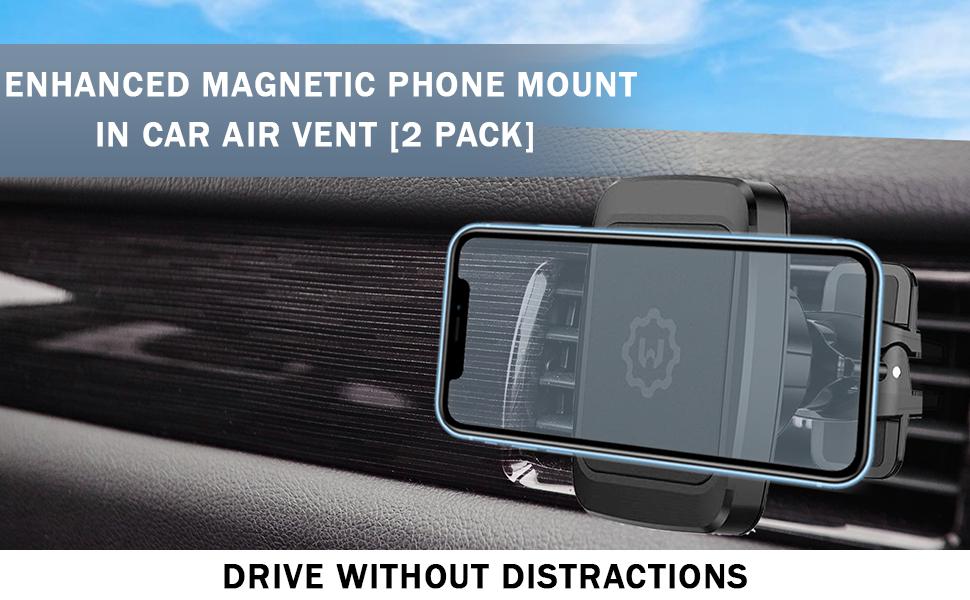 Enhanced Magnetic Phone Mount in Car Air Vent [2 Pack] 