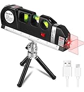 Laser Level line tool, Qooltek Multipurpose Cross Line Laser Adjusted Standard and Metric Rulers ...