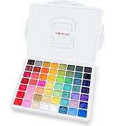 HIMI Gouache Paint Set, 56 Colors x 30 ml Jelly Cup Design Gouache Paints in a Carrying Case, Non...
