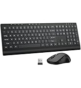 Wireless Keyboard and Mouse Combo, Full Size Quiet Key Computer Keyboard and Cordless Mice with 3...