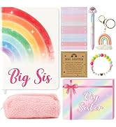 CY2SIDE 7PCS Rainbow Big Sister Gifts Announcement Set for Girl Include Rainbow Notebook 4-in-1 P...
