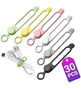 30 Pcs Silicone Cable Ties, Reusable Data Cable Organizer Wire Organizers for Office, Multipurpos...