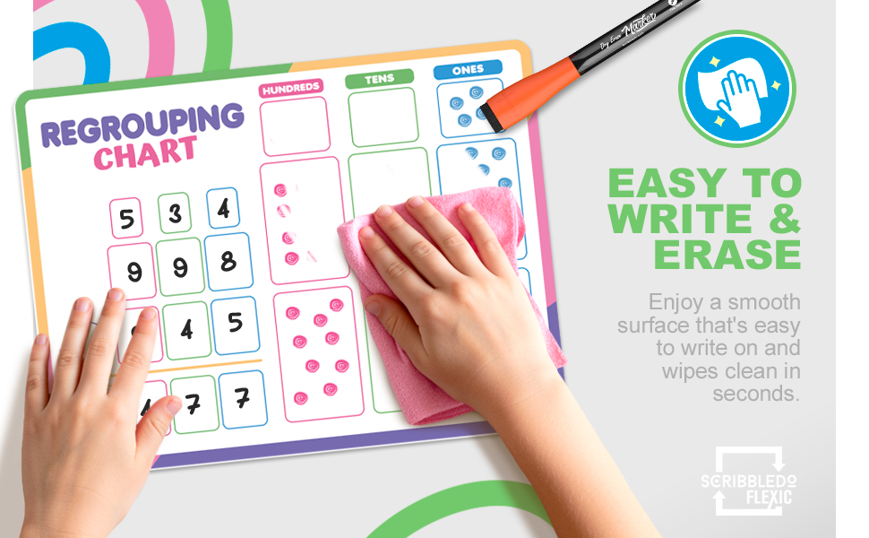 Educational math tools double sided dry erase regrouping and place value boards