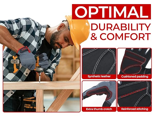 HANDLANDY Work Gloves for Men &amp; Women, Utility Mechanic Working Gloves Touch Screen