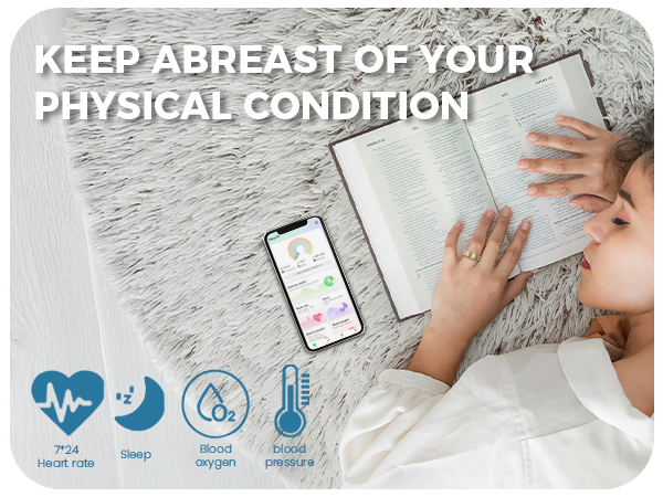 Smart Ring Blood Pressure,Heart Rate,Sleep Monitoring,Step Counting