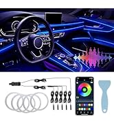 LivTee Smart LED Car Lights Interior with USB Port, LED Strip Fiber Optic Ambient Lighting Car, W...