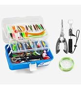 TCMBY Large 3 Layers Tackle Box with Tackle Included, 432Pcs Fishing Lures Kit Contains Pliers, C...