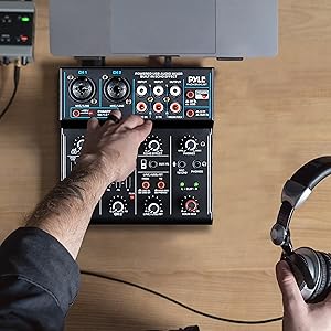 Professional Wireless DJ Audio Mixer - 4-Channel Bluetooth DJ Controller Sound Mixer - USB Audio