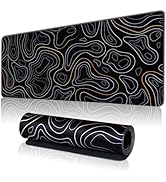 Hopipad Topographic Large Gaming Mouse Pad for Desk, Desk Mat with Seamed Edges, Waterproof Desk ...