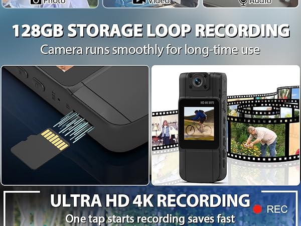 4K Body Camera with Audio and Video Recording