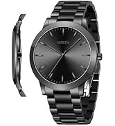NIBOSI Men Watches Analog Quartz Stainless Steel Black Watches for Men Waterproof Business Classi...