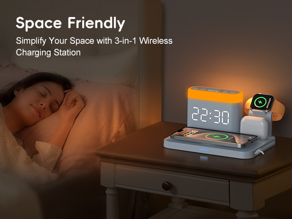 ANJANK Wireless Charging Staion with Alarm Clock