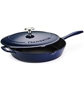 Tramontina Bestow Enameled Cast Iron Skillet with Lid, 12-inch Frying Pan, Blue