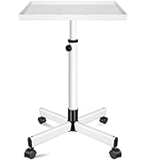 GZGDLJQ Salon Tray on Wheels, White Tattoo Tray Salon Rolling Tray Cart Adjustable 30-37 Inch Sal...
