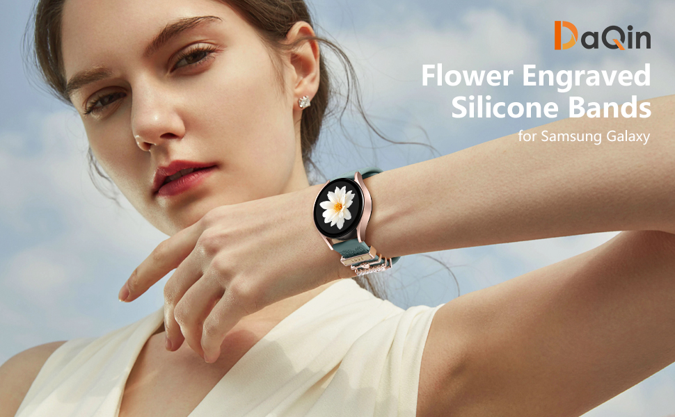 DaQin fancy rose engraved bands with charms for samsung galaxy watch 7 band