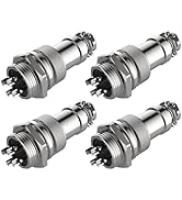 ZDRU GX16 4Pin 16mm Circular Panel Metal Connector, Silver Aviation Plug Docking Male Female - 5 Set