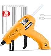 HHDQFTSLG Cordless Hot Glue Gun, Fast Preheating with 2600mAh Type-C Rechargeable Hot Melt Glue G...