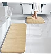 Yimobra Large Memory Foam Bathroom Mat 2 Pieces Set, Non Slip - Super Water Absorption Soft Bath ...