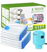 BAMCOO Vacuum Storage Bags with Electric Pump, 8 Pack (4 Jumbo 4 Large Vacuum Seal Bags for Cloth...