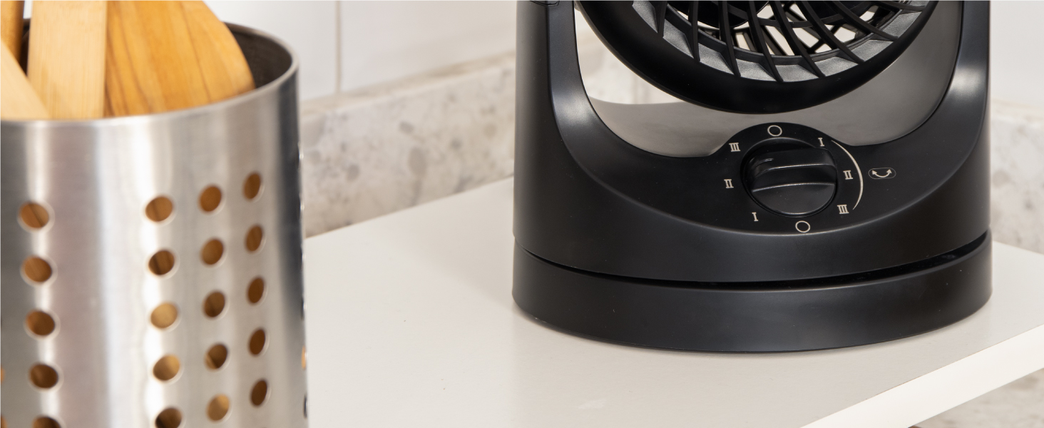 3 setting fan, convenient, kitchen fan, oscillates, oscillating fan, small fan, quiet fan