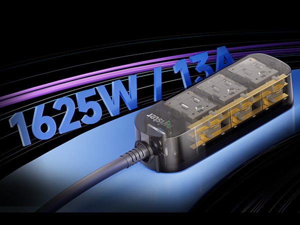 Outdoor Power Strip, 5 Ft, 1625W/13A IPX6 Waterproof, for Courtyard, Garage, Workshop, Camping, RV