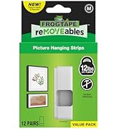 FrogTape reMOVEables Medium Picture Hanging Strips, Damage-Free Removable Adhesive Wall Strips, P...