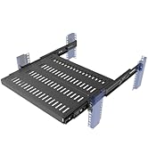 JINGCHENGMEI 1U Sliding Rack Shelf, 4-Post Vented Rack Mount Shelf 14-17“ Deep with Adjustable Mo...