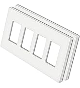 BESTTEN [2 Pack] 4-Gang Modern Designer Midway Screwless Wall Plate, USWP4 Gloss White Series, Un...
