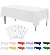 Kopokita 6PCS White Plastic Tablecloths 54 x 108 Inch, Disposable Table Cloths Rectangle Party Ta...
