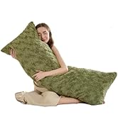 HKMR Fluffy Faux Rabbit Fur Body Pillow,Memory Foam Pregnancy Pillow for Side Sleep Body Pillow,2...