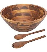AIDEA Salad Bowls, Wooden Salad Bowls with Salad Spoon and Fork 12.5"