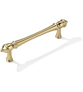 khtumeware 10 Pack 5 inch(128mm) Hole Center Brushed Brass Cabinet Pulls Heavy-Duty Solid Satin B...