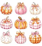 AnyDesign 45 Pcs Fall Thanksgiving Cutouts Autumn Cut-Outs Bow Pumpkin Pink Orange Paper Cutting ...