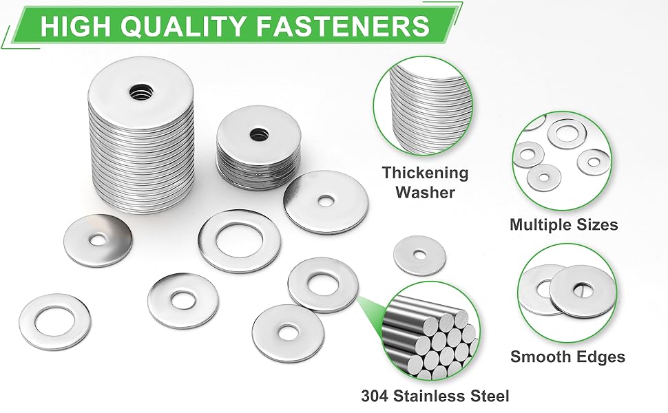 Durable 304 Stainless Steel– these washers offer strong corrosion resistance and high hardness
