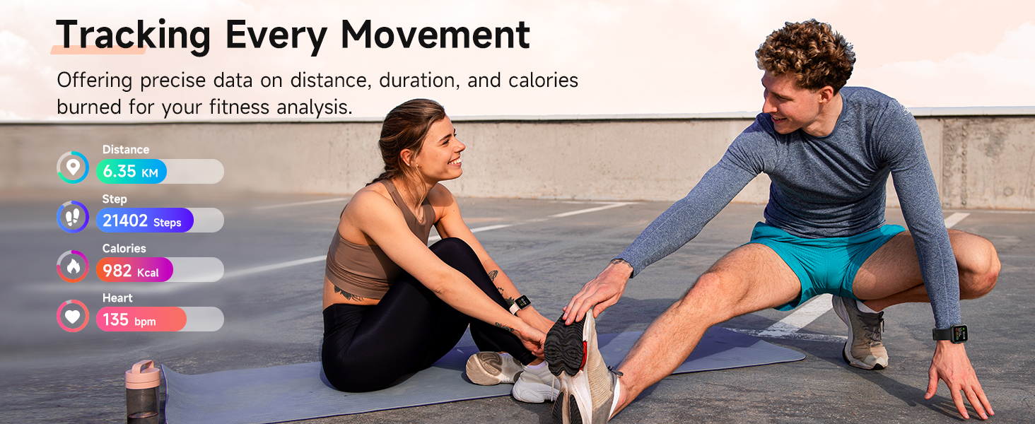 Smartwatch with Bluetooth Calls, Heart Rate/Sleep/SpO2 Monitor, IP68 Waterproof Fitness Tracker