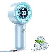 Portable Handheld Turbo Fan with LED Display - Turbocharged 32ft Cooling, Long-lasting 5 Speeds 4...