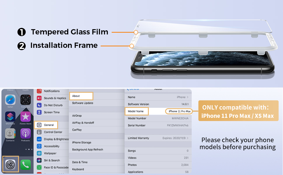 Screen Protector for iPhone 11 Pro Max, Screen Protector for iPhone XS Max 6.5&amp;#39;&amp;#39;