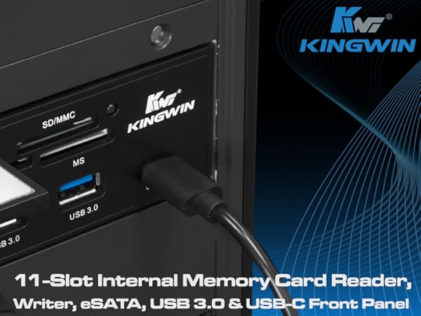KW-5253U3CR 11 slot internal memory card reader writer eSATA USB 3.0 and USB-C Front panel 5.25